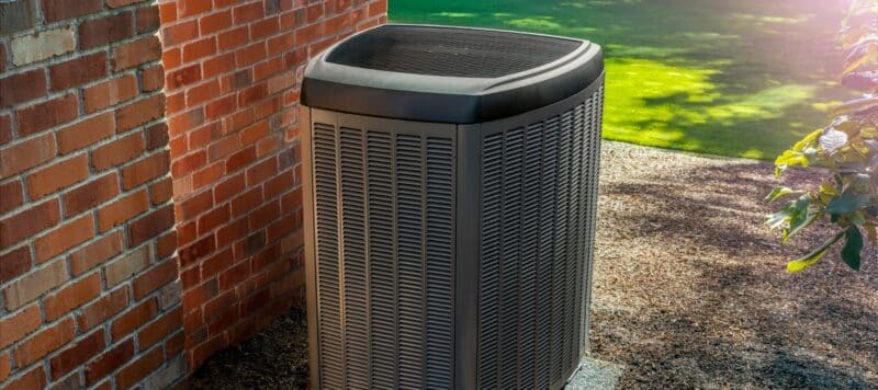 closeup of an outdoor hvac unit outside of a residential home